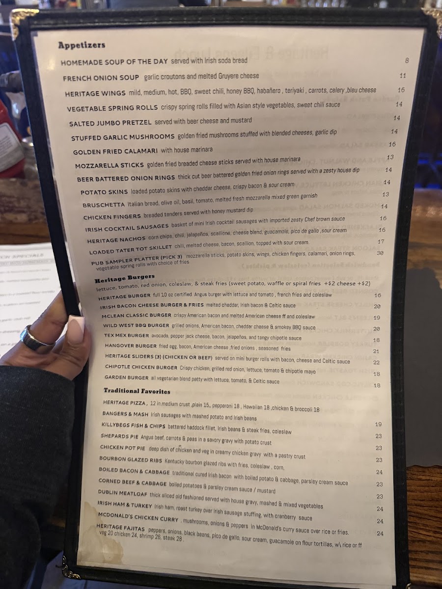Heritage Bar & Restaurant Menu - Image 3